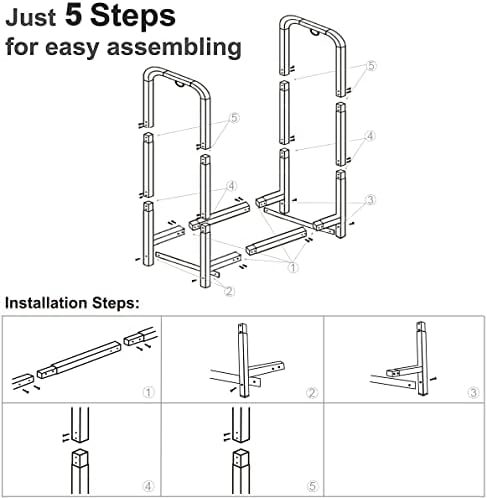 Firewood Rack Stand 2ft Heavy Duty Logs Holder for Outdoor Indoor Fireplace Metal Wood Pile Storage Stacker Organizer, Matte Black