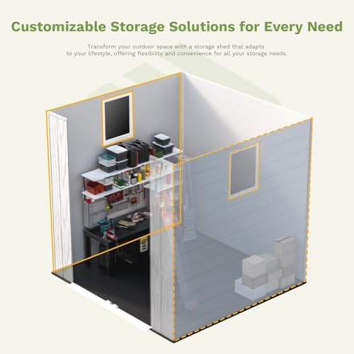 Patiowell 6X6 FT Plastic Outdoor Storage Shed with Floor, Light Grey