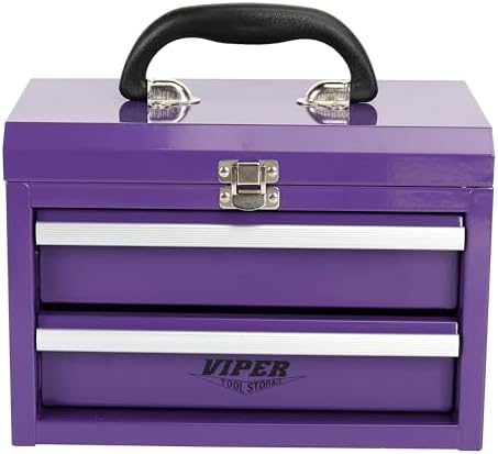 Viper Tool Storage 11-Inch 2-Drawer Portable Toolbox, Purple