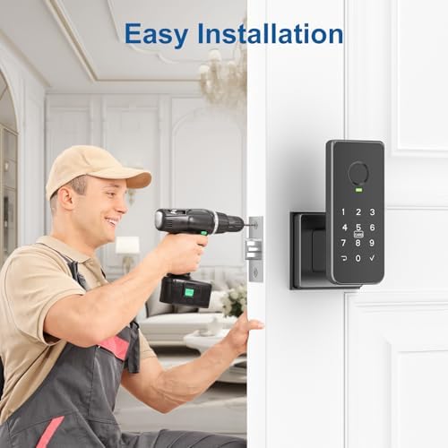 Foxgard Smart Fingerprint Door Lock, 5-in-1 Fingerprint Door Knob, Black