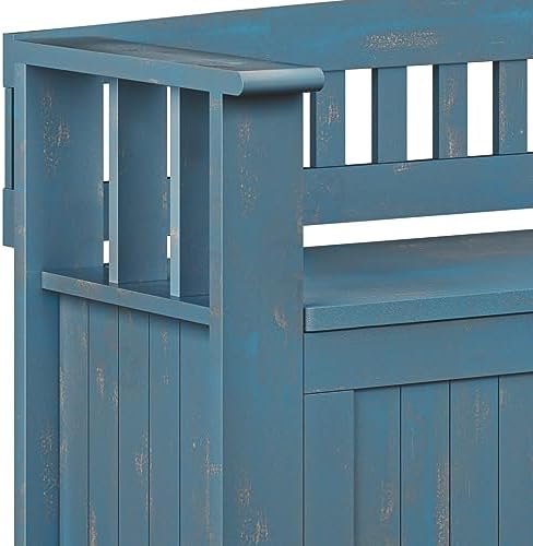 SIMPLIHOME Acadian 48" Wide Solid Wood Storage Bench in Coastal Blue