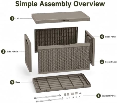 Outdoor Storage Box Resin Deck Box Waterproof BrownWicker 126 Gallon