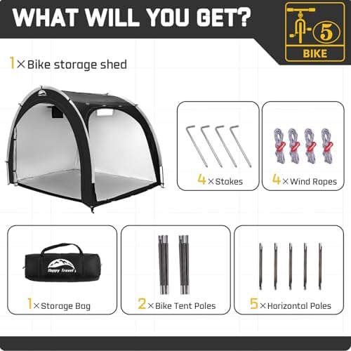 Happy Travel Bike Storage Shed Tent, Outdoor Portable Bicycle Storage Sheds