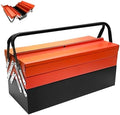 YATOINTO Metal Cantilever Tool Box, 18" * 8" * 8" Fold Out Tool Organizer with 3 Layers & 5 Trays, Portable Storage for Home, Studio, Auto Repair & Factory (Orange)