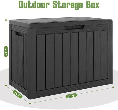 Outdoor Storage Waterproof Deck Box for Patio (50 Gallon, Black)