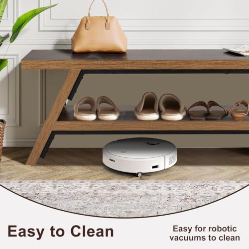 2-Tier Shoe Storage Bench, 55" Large Solid Wood Entryway Stool Storage