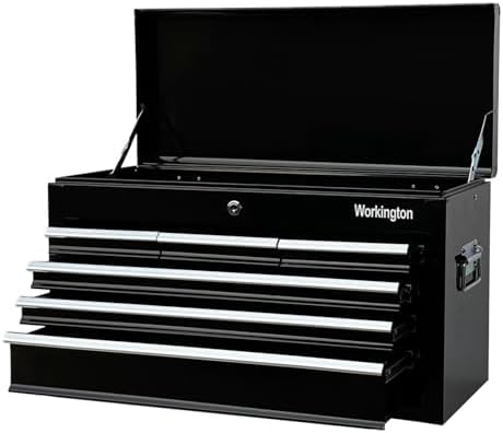 Workington Portable Metal Tool Chest with 6 Drawers, 24" 6-Drawer Tool Chest Cabinet with Ball Bearing Drawer Slides, Steel Tool Storage Box Organizer 4005 Black
