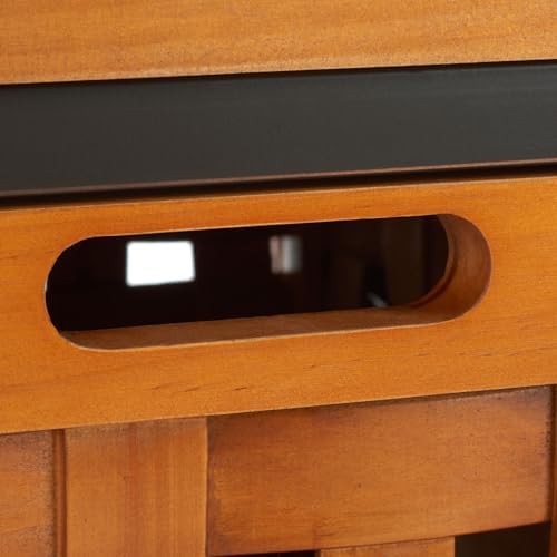 SAFAVIEH Home Collection – Isaac Oak Wooden Storage Bench with Drawers, Entryway & Mudroom Seating, Iron Frame Design, Fully Assembled (AMH6530A)
