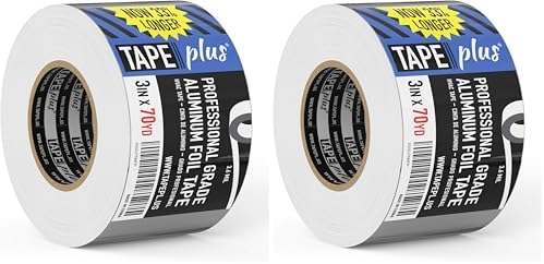TapePlus Aluminum Foil Tape - Heat-Resistant HVAC Tape - Waterproof Weather Barrier - High-Temp Thermal Seal - 3 in x 210 ft, Silver (Pack of 2)