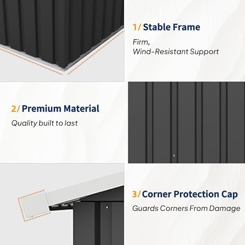 UDPATIO 10X10 FT Outdoor Storage Shed, Metal Shed for Patio&Garden,Grey