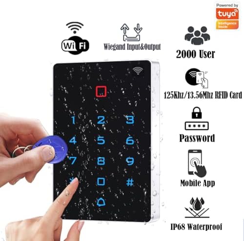WiFi Work with Tuya Mobile APP,125khz Card,WiFi Access Control keypad,Door Lock Opener,Door Keypad,Remote Control Door Lock,Entry Gate Keypad,Wiegand IP68 watreproof,2000 User Backlight