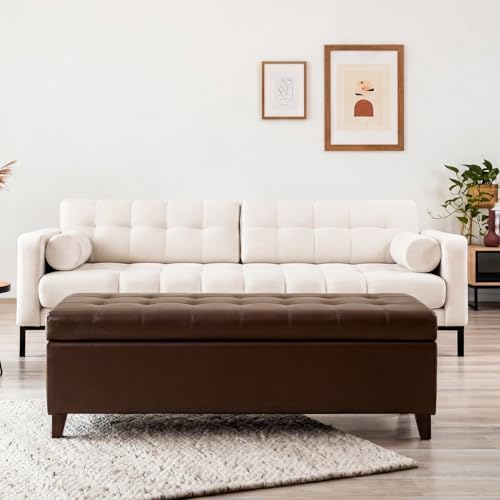 Joveco 51 Inch Storage Bench,Leather Tufted Storage Ottoman with Legs