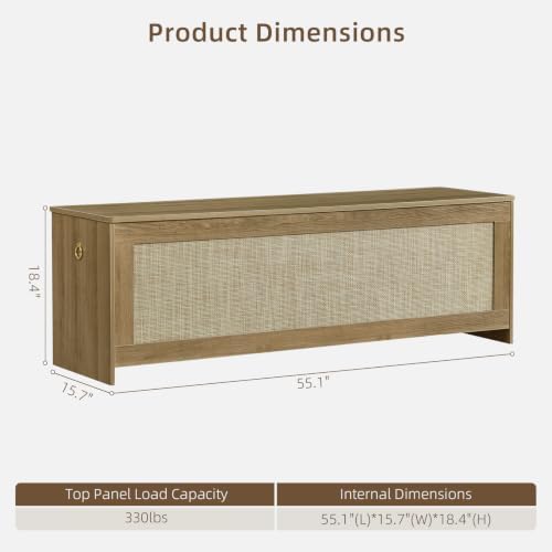 55.1" Storage Chest Extra Large,Rattan Storage Bench(Cherry Brown)