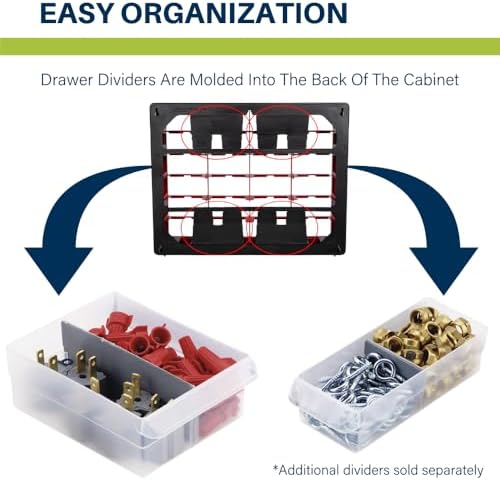 Akro-Mils 44-Drawer Plastic Drawer Storage Cabinet for Garage Organization, Bead Organizer, Building Bricks Storage, Teacher Toolbox, Makeup Organizer, 20" W x 6" D x 16" H, 10144 Black (Pack of 2)
