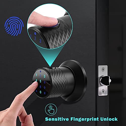 FITNATE Fingerprint Door Knob with Password, 4-in-1 Smart Lock for Home