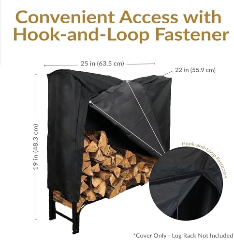 Sunnydaze 2-Foot Firewood Log Rack Cover, Black