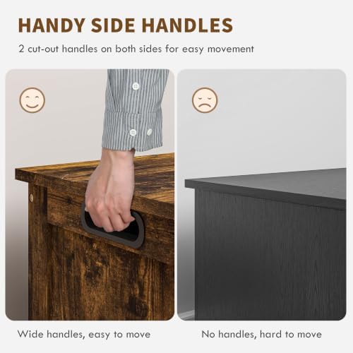 HOMCOM Storage Bench Cut-Out Handles 39.4" x 15.7" x 18.9" Rustic Brown