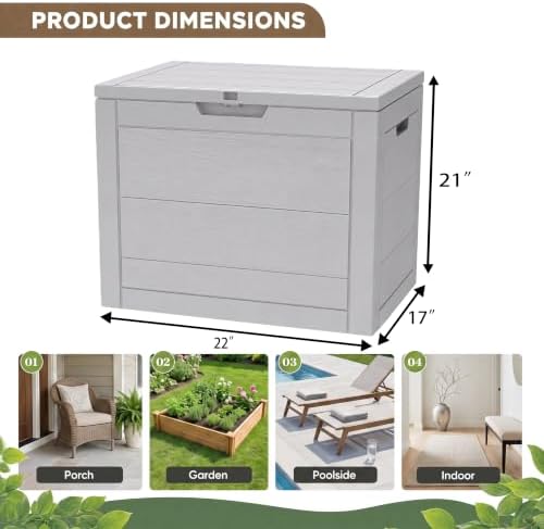 35 Gallon Outdoor Storage Box Waterproof, Deck Boxes Outdoor, Grey