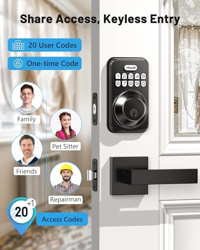 Zowill Keyless Entry Keypad Deadbolt Lock with Handles, Matte Black
