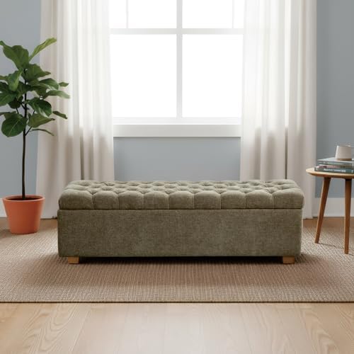 Chifee & Vingol 60" Ottoman with Storage Oversized End of Bed Storage Bench Upholstered Benches for Entryway, Living Room, Bedroom-Taupe