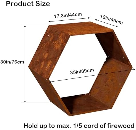 Firewood Log Rack, Heavy-Duty Hexagon, Indoor & Outdoor