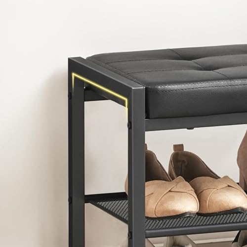 HOOBRO Small Shoe Bench, 3-Tier Shoe Rack, Shoe Storage Bench