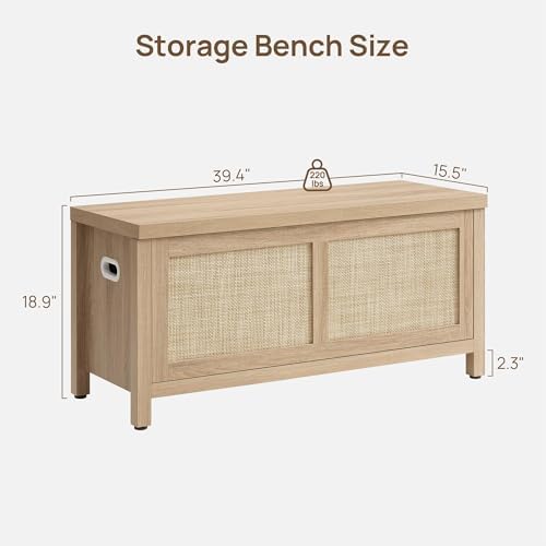 SICOTAS Rattan Storage Chest 39.4" Storage Bench for Bedroom