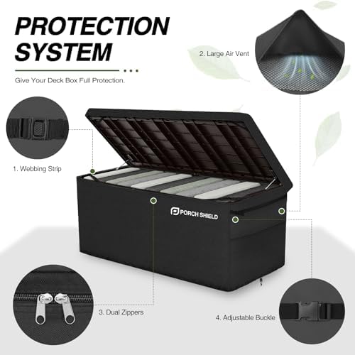 Porch Shield Patio Deck Box Cover (Upgrade), 50 x 25 x 24 inches, Black