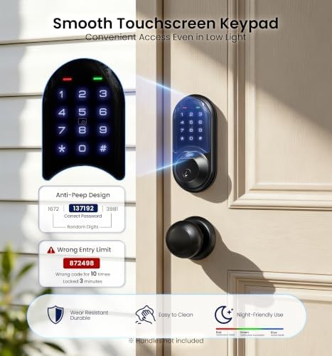 Veise RZ07 Fingerprint Smart Door Lock Deadbolt, App Control, Matte Black