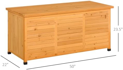 Outsunny 75 Gallon Wooden Deck Box Outdoor Storage Container Yellow