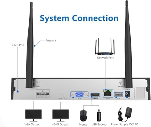 wireless security camera system with 3tb hdd,8 cctv, front angle view