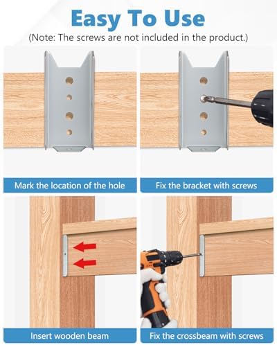 100 Pack 2x4 Fence Brackets for Wood Rail, 18 Gauge