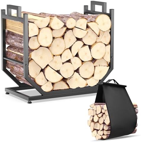 Firewood Rack, Indoor/Outdoor Firewood Holder with Firewood Carrier Bag
