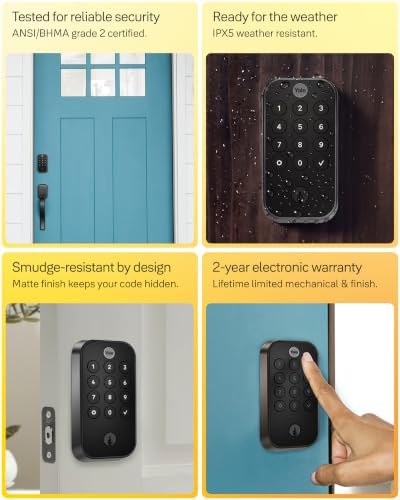 Yale WiFi Smart Lock Deadbolt, Keypad & Fingerprint Access, Keyless Entry