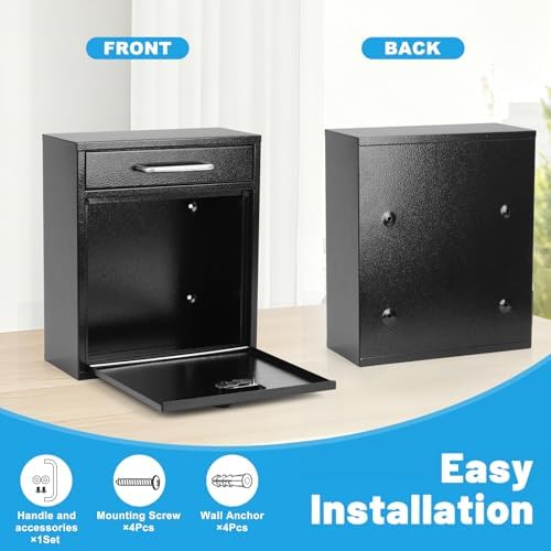 KYODOLED Mailbox for Outside, Combination Lock, Drop Box, 12 in, Black