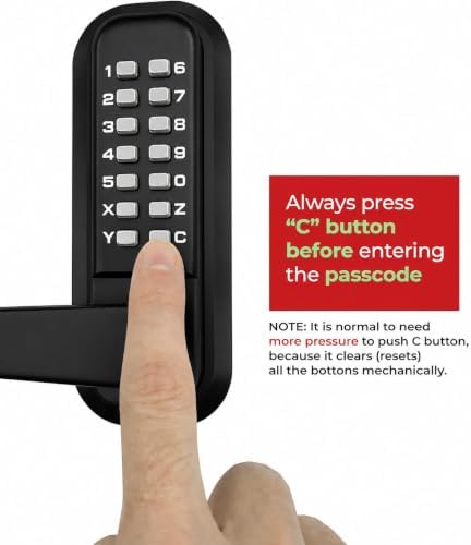 JOUNJIP Double-Sided Mechanical Keyless Door Lock Lever Handle Matte Black