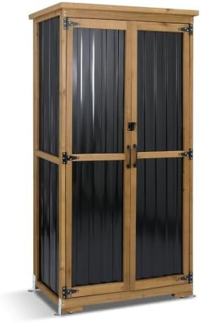 66-Inch Outdoor Storage Cabinet with 3 Adjustable Shelves