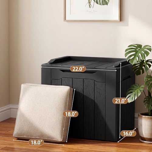 JUMMICO 31 Gallon Resin Deck Box Waterproof Outdoor Storage Boxes