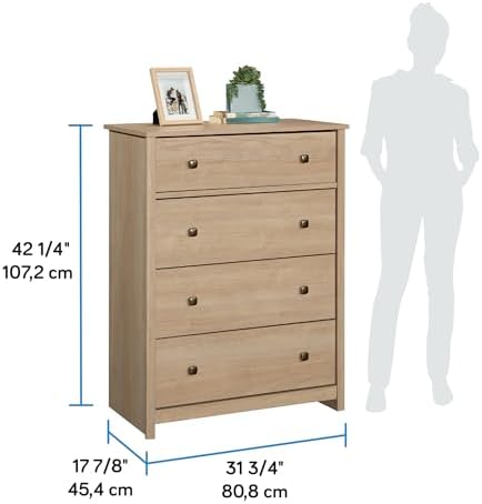 Sauder River Ranch 4-Drawer Bedroom Chest, Harvest Walnut Finish