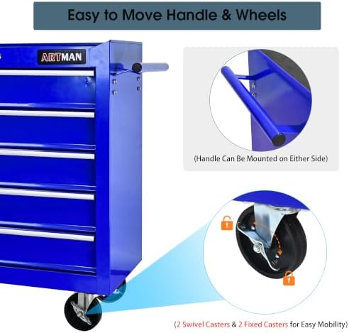 5 Drawers Rolling Tool Chest on Wheels, Multifunctional Tool Cart Tool Storage, Drawers Rolling Tool Trolley Organizer Tool Case for Garage,Warehouse,Workshop,Repair Shop (5 Drawers-Blue)