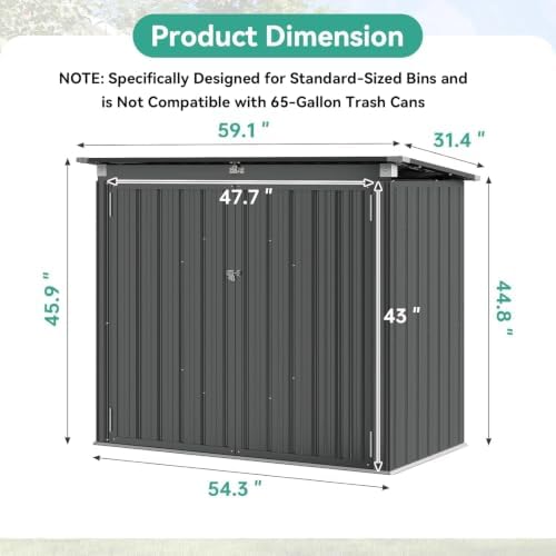 60 Cu.Ft Outdoor Trash Can Storage Shed