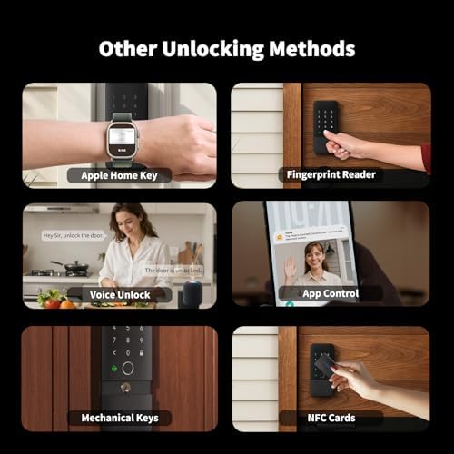 Aqara UWB Smart Lock U400, Apple Home Key, Fingerprint Deadbolt, Black