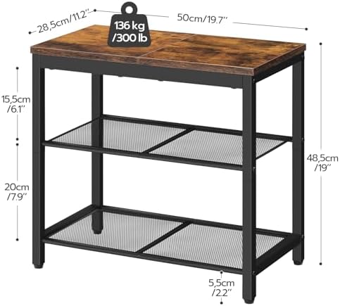 HOOBRO Shoe Bench, 3-Tier Shoe Rack,Industrial Shoe Organizer Storage Bench