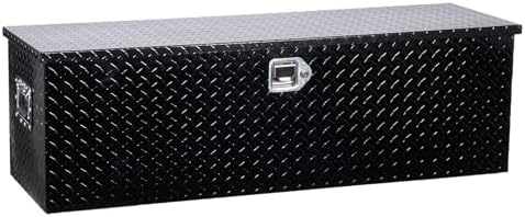 VEVOR Heavy Duty Aluminum Truck Bed Tool Box, Diamond Plate Tool Box with Side Handle and Lock Keys, Storage Toolbox Chest Organizer for Trailer, Pickup, Truck Bed, RV, 49"x15"x15", Black