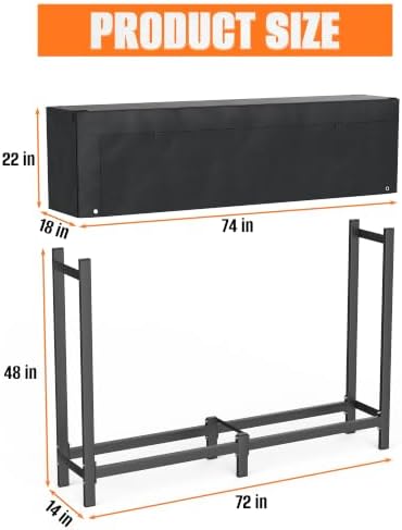 TORACK Heavy Duty 48 in/4 ft Firewood Rack with 600D Cover and Carry Bag