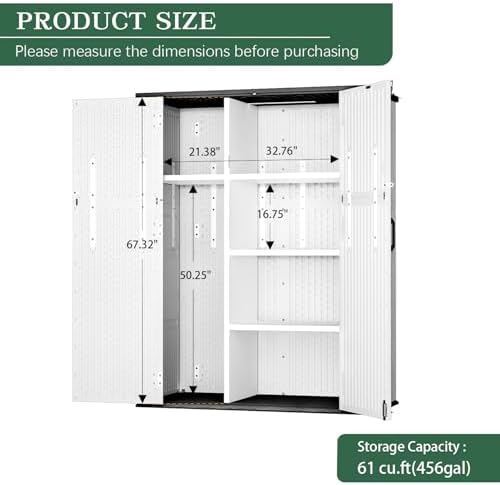 Outdoor Storage Shed Resin Waterproof Storage Cabinet for Patio Garden