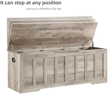 VANKILEY 51.2" Storage Chest Extra Large,Wooden Storage Bench(Greige)
