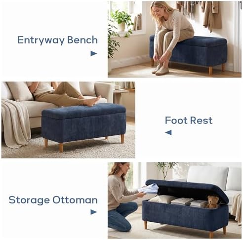 39.4" Ottoman with Storage Upholstered Storage Bench for Living Room