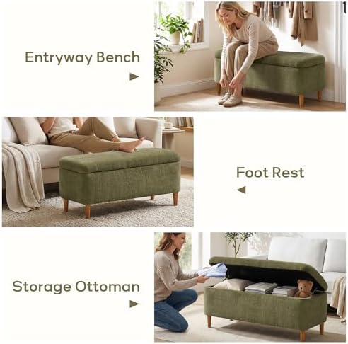 39.4" Ottoman with Storage Upholstered Storage Bench for Living Room