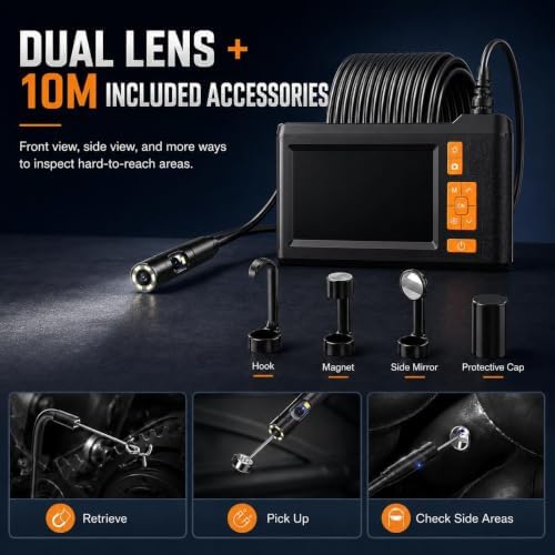 dual lens borescope camera 33ft with 4.3'' hd, view 9
